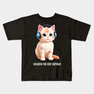 Cute Cat with Headphone Kids T-Shirt